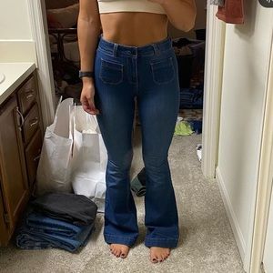 Dark Wash Denim High Rise Stretch Flare Jeans Size 4